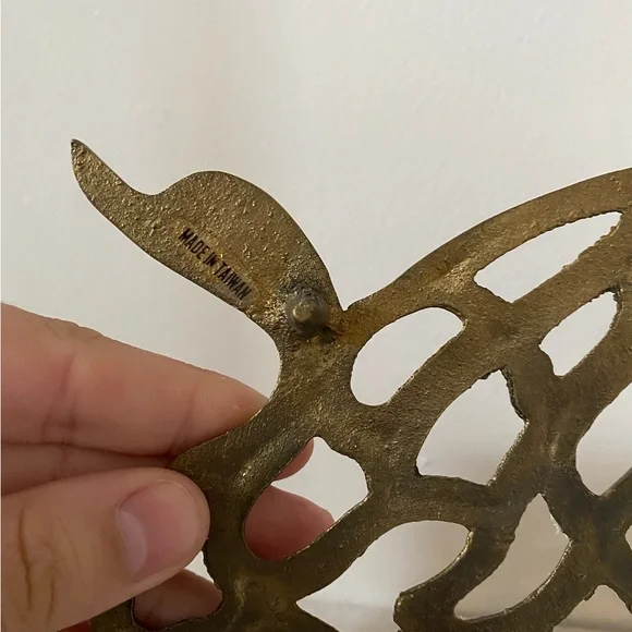 Brass swan Trivet Mann Korea Chinoiserie vintage - Picture 2 of 6